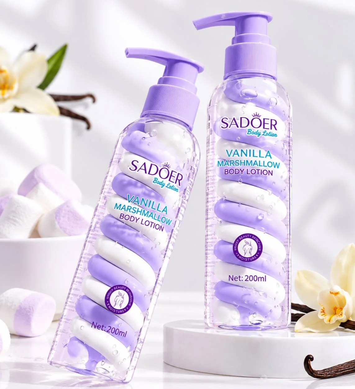 لوسیون بدن مارشمالویی SADOER مدل Vanilla Marshmallow