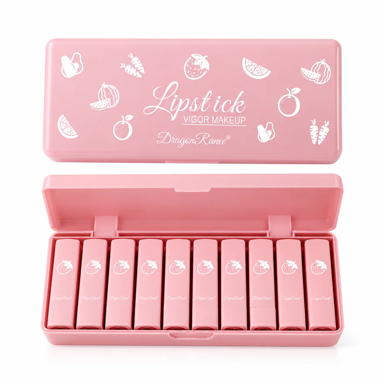 ست رژ لب مات 10 عددی دراگون رانی مدل Lipstick Vigor Makeup
