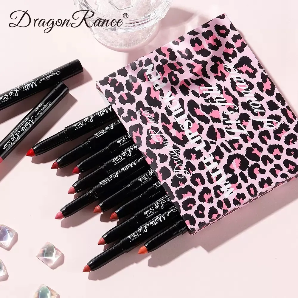 پک 12 عددی رژ لب مدادی مات Dragon Ranee مدل Matte Lipstick