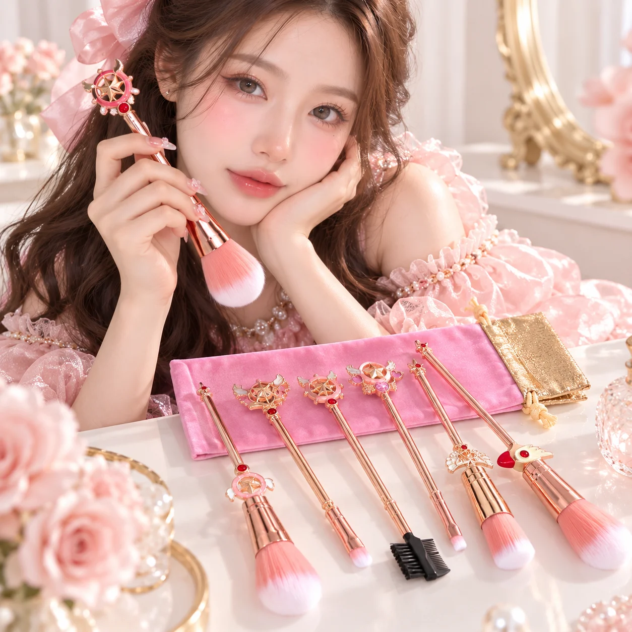 ست براش آرایشی پرنسسی بدنه فلزی طرح Sakura Card Captor - تصویر 4