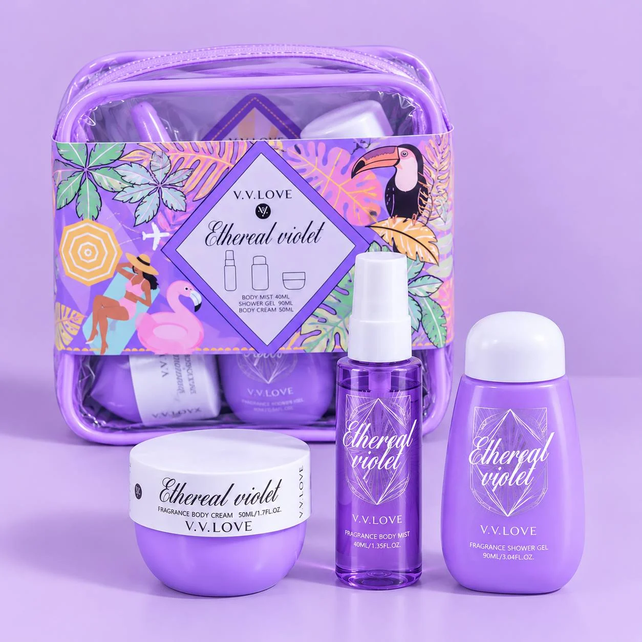 پک خوشبو و مراقبتی بدن وی وی لاو V.V.LOVE مدل Ethereal Violet - تصویر 3
