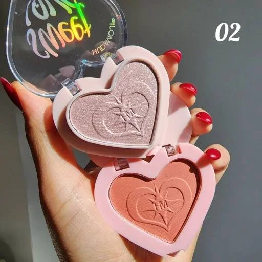 پالت دوکاره رژگونه و هایلایتر قلبی هدی موجی Sweet Love - تصویر 5