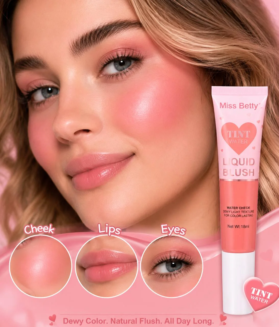 پک 6 عددی رژگونه مایع پددار Miss Betty مدل Tint Water - تصویر 2