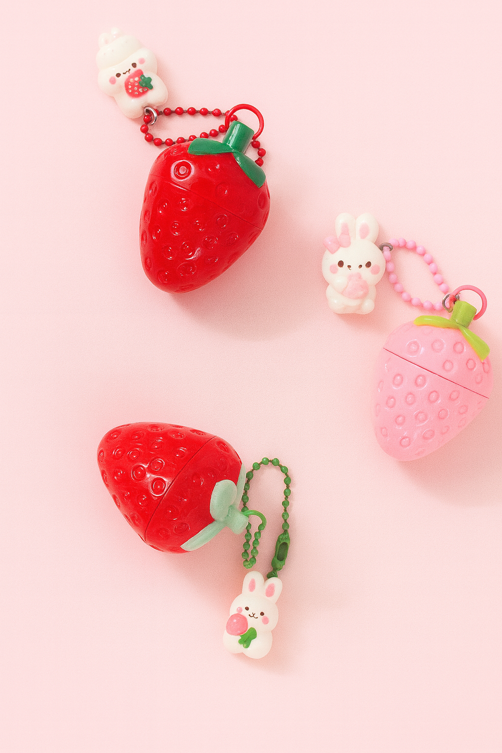 بالم لب توت فرنگی زنجیردار Cute Rabbit – آویز عروسکی ب...