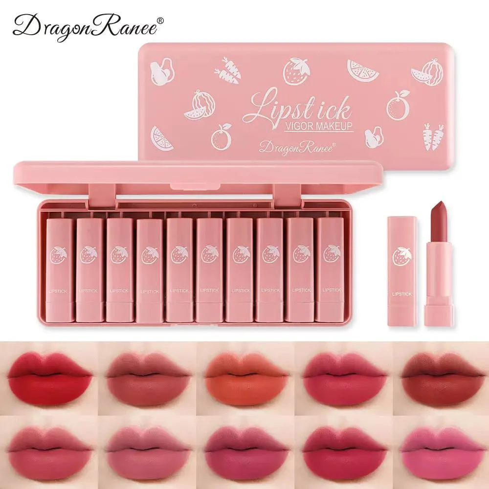 ست رژ لب مات 10 عددی دراگون رانی مدل Lipstick Vigor Makeup - تصویر 2