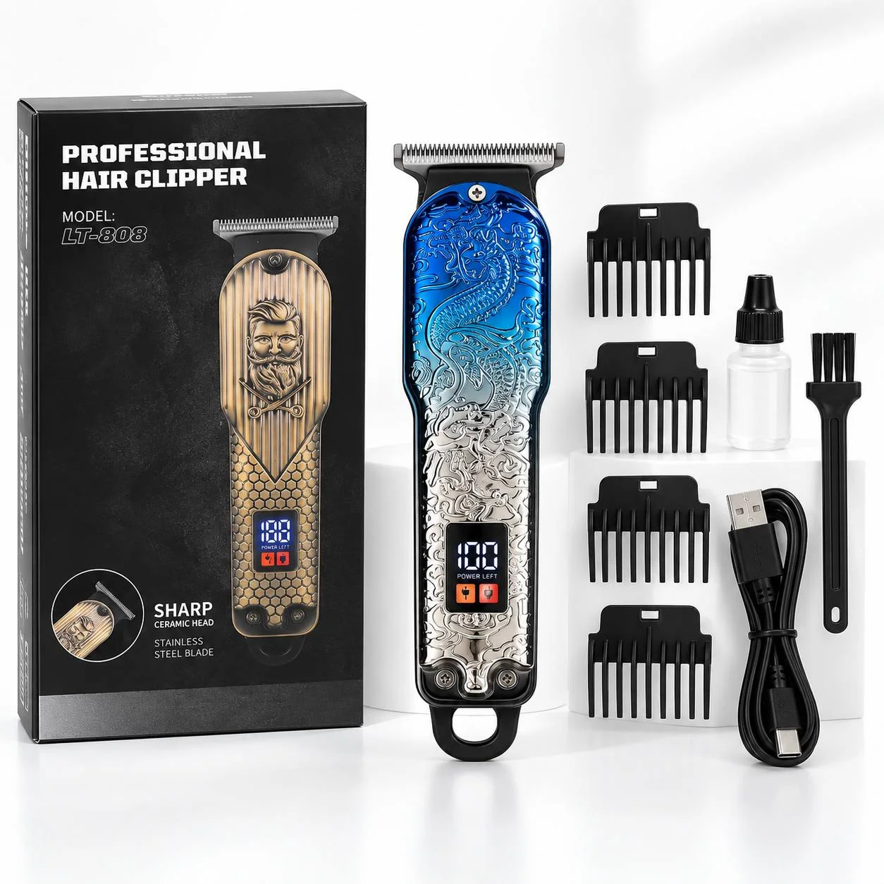 ماشین اصلاح حرفه‌ای LT-808 با نمایشگر دیجیتال