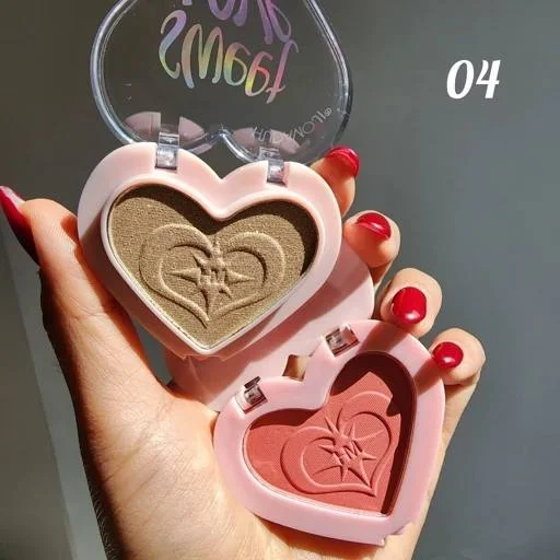 پالت دوکاره رژگونه و هایلایتر قلبی هدی موجی Sweet Love - تصویر 4