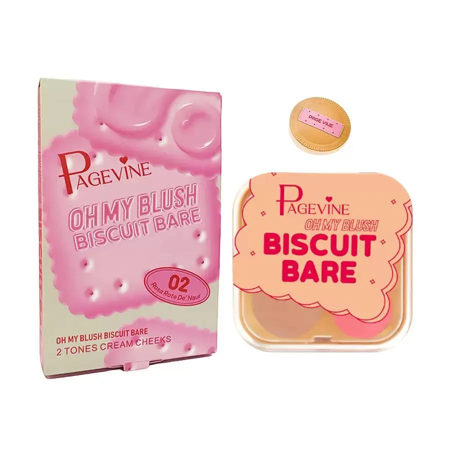 رژگونه کرمی بیسکویتی دو رنگ پیجوین مدل OH MY BLUSH BISCUIT BARE