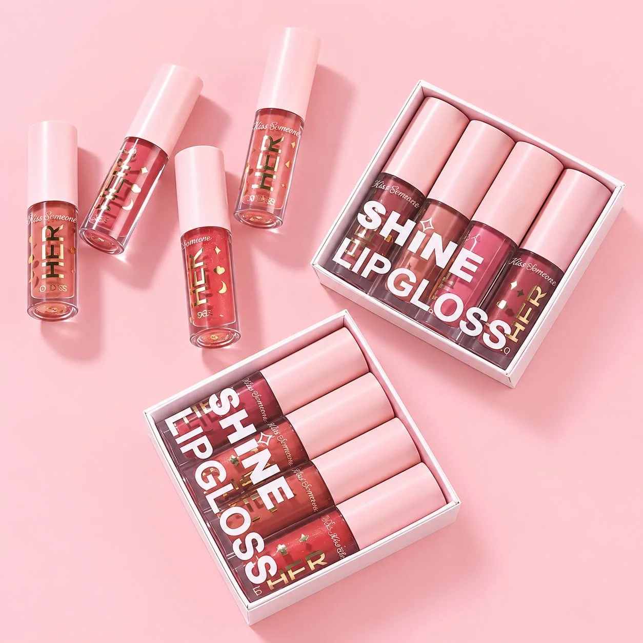 ست 4 عددی لیپ‌گلاس Kiss Someone مدل Shine Lip Gloss