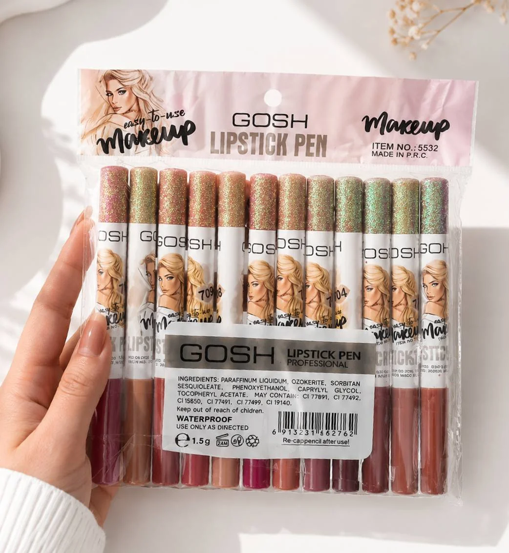 پک ۱۲ عددی رژ لب مدادی گلیتری گوش GOSH - تصویر 3