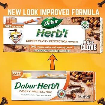 پک خمیر دندان و مسواک دابور Herb’l مدل میخک - تصویر 5
