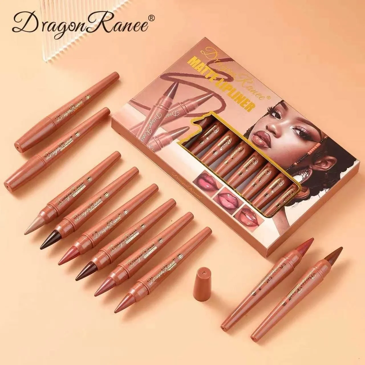 پک ۱۲ عددی رژ مدادی مات و مخملی Dragon Ranee