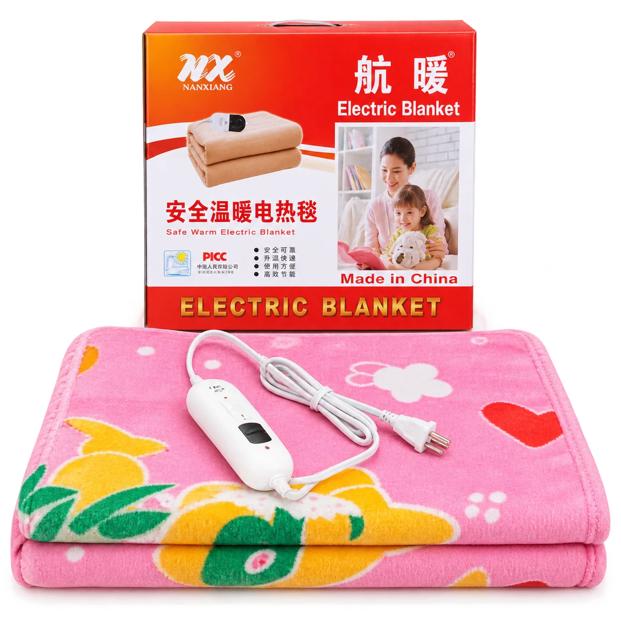 تشک برقی نانشیانگ مدل Safe Warm طرح قلب و پروانه