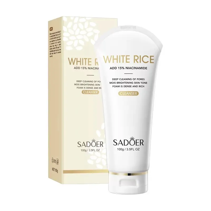 فوم شستشوی صورت سفیدکننده برنج و نیکوتینامید سادور مدل White Rice Cleanser