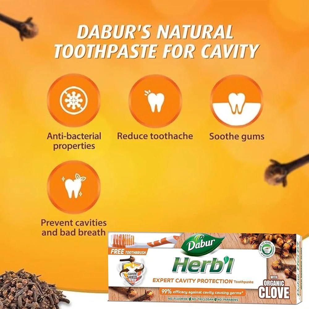 پک خمیر دندان و مسواک دابور Herb’l مدل میخک - تصویر 3